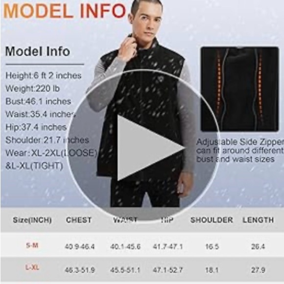 NEW - L/XLHeated Vest for Men w/ Battery Pack Included, Polar Fleece Lightweight - Picture 7 of 7